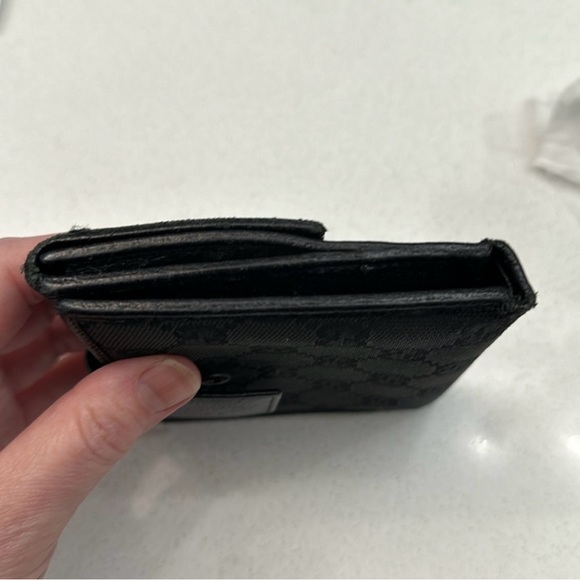 EUC Gucci Monogram Double Snap Wallet Black - Picture 4 of 7